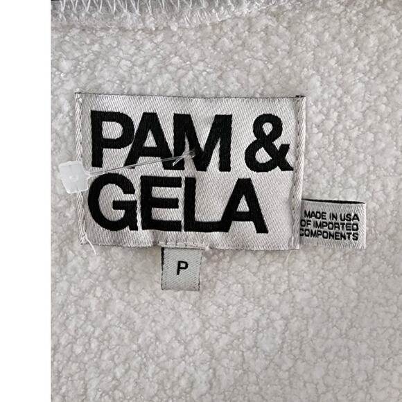 Pam & Gela Hi-Low Lace Long Sleeve Sweatshirt White XS - Picture 5 of 10